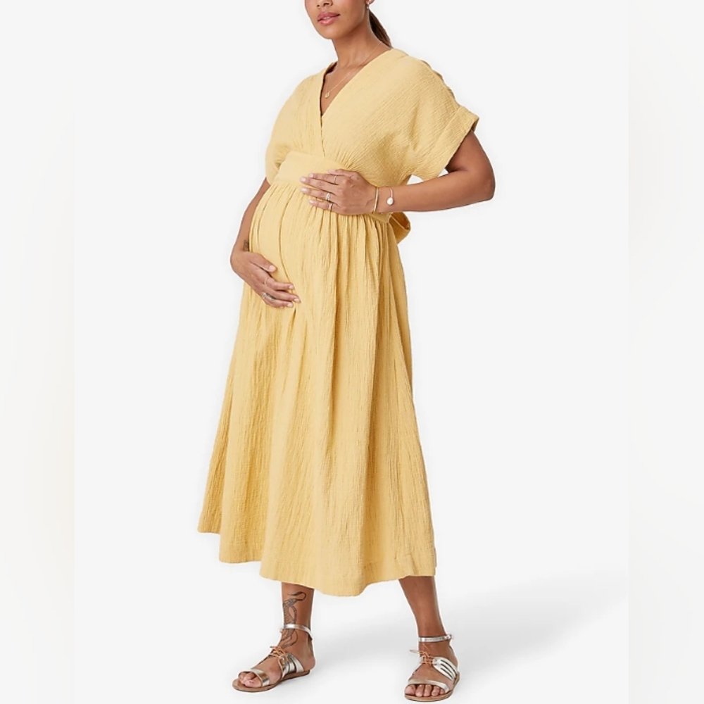 Hatch The Carolina Maternity Dress in Mustard Yellow